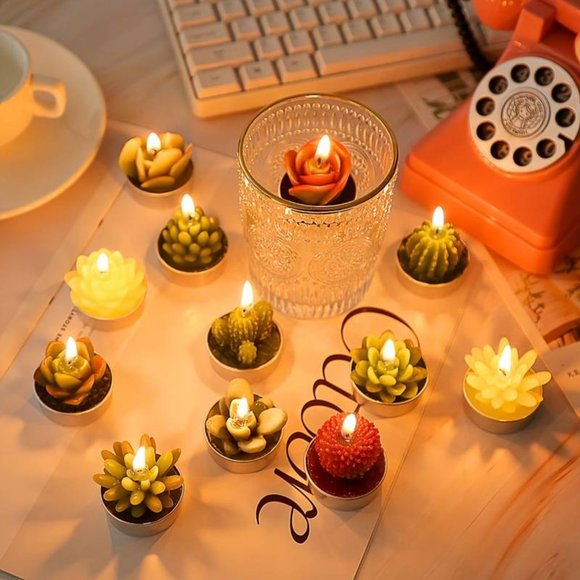 12 pack cactus tealight, succulent cactus candles - Picture 4 of 6